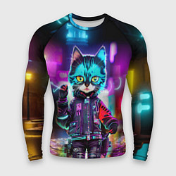 Рашгард мужской Cool kitten - cyberpunk - neon glow, цвет: 3D-принт