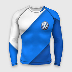 Рашгард мужской Volkswagen - голубые линии, цвет: 3D-принт