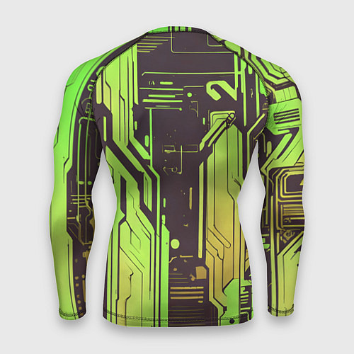 Мужской рашгард Кибер схемы кислотно-зелёные / 3D-принт – фото 2