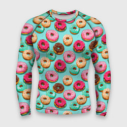 Рашгард мужской Разноцветные пончики паттерн, цвет: 3D-принт