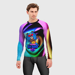 Рашгард мужской Brawl stars neon teddy, цвет: 3D-принт — фото 2