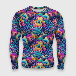 Рашгард мужской Разноцветные причудливые волны, цвет: 3D-принт