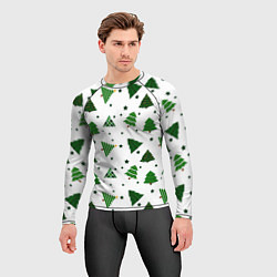 Рашгард мужской Узор с зелеными елочками, цвет: 3D-принт — фото 2