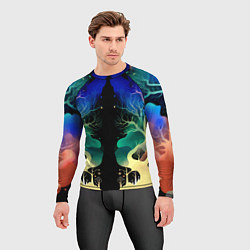Рашгард мужской Звёздная ночь в сказочном лесу, цвет: 3D-принт — фото 2