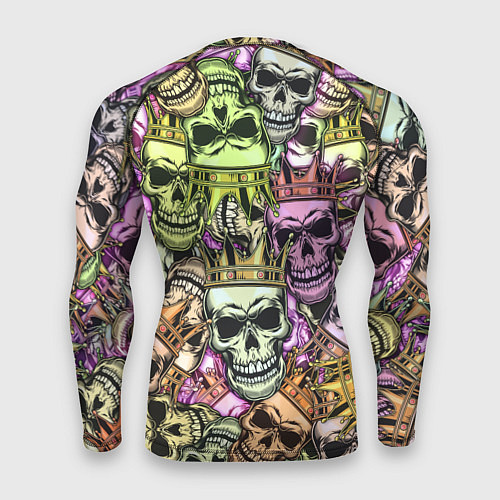 Мужской рашгард Разноцветные черепа с короной паттерн / 3D-принт – фото 2