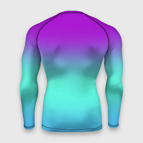 Мужской рашгард Фиолетовый бирюзовый голубой неоновый градиент / 3D-принт – фото 2