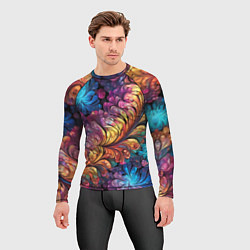 Рашгард мужской Витиеватый разноцветный абстрактный узор, цвет: 3D-принт — фото 2