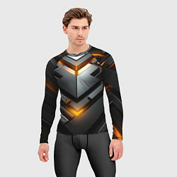 Рашгард мужской Объемные плиты с оранжевым свечением, цвет: 3D-принт — фото 2