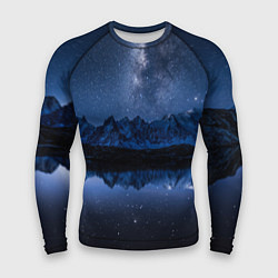 Рашгард мужской Галактическая зимняя ночь в горах, цвет: 3D-принт
