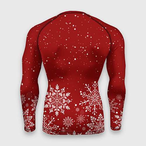 Мужской рашгард Текстура снежинок на красном фоне / 3D-принт – фото 2