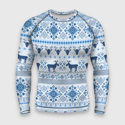Рашгард мужской Blue sweater with reindeer, цвет: 3D-принт