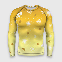 Рашгард мужской Снежинки и звезды на желтом, цвет: 3D-принт