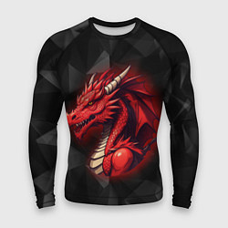 Рашгард мужской Красный дракон на полигональном черном фоне, цвет: 3D-принт