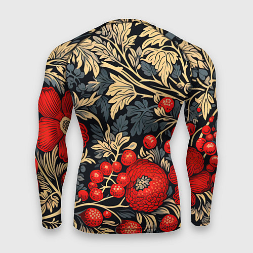 Мужской рашгард Новогодние ягодки и узоры / 3D-принт – фото 2