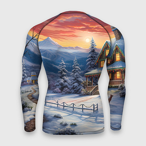 Мужской рашгард Зимний праздник в сказочном городке / 3D-принт – фото 2