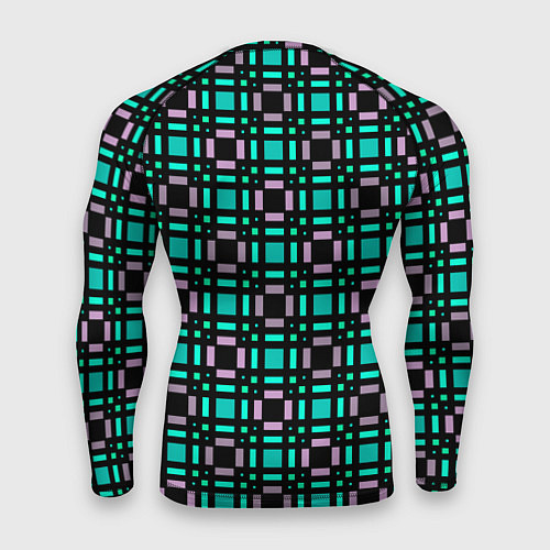 Мужской рашгард Зелено-сиреневый с черный клетчатый узор / 3D-принт – фото 2