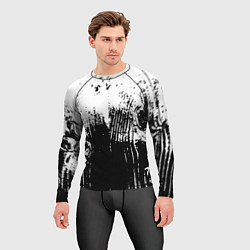 Рашгард мужской Черно-белая абстракция гранж, цвет: 3D-принт — фото 2