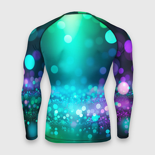 Мужской рашгард Пушистый котенок в бирюзово фиолетовом боке / 3D-принт – фото 2