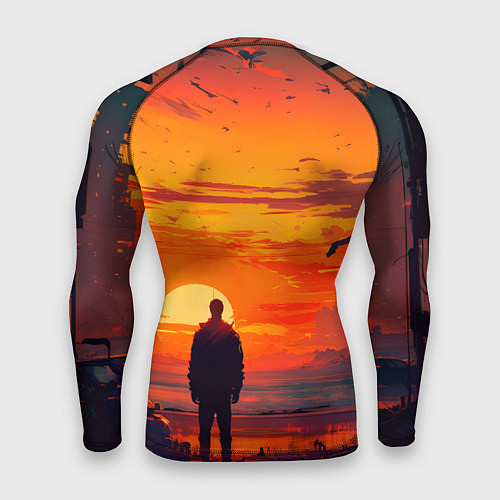 Мужской рашгард Закат в пустынном городе / 3D-принт – фото 2