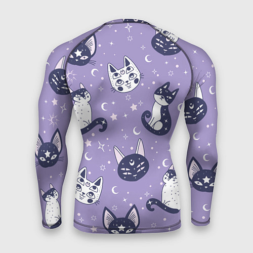 Мужской рашгард Мистические кошечки - паттерн фиолетовый / 3D-принт – фото 2