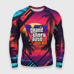 Рашгард мужской GTA 6 аbstract logo, цвет: 3D-принт