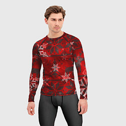 Рашгард мужской Рождественские узоры снежинки, цвет: 3D-принт — фото 2