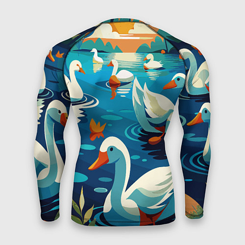 Мужской рашгард Гуси лебеди вода / 3D-принт – фото 2