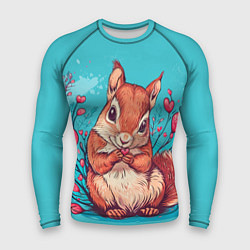 Рашгард мужской Влюбленная белочка с цветами, цвет: 3D-принт