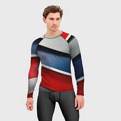 Рашгард мужской Разноцветная полосы абстракция, цвет: 3D-принт — фото 2