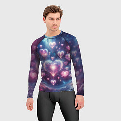 Рашгард мужской Космические сердца - звезды, цвет: 3D-принт — фото 2