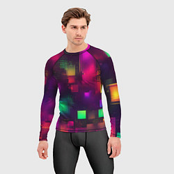 Рашгард мужской Разноцветные квадраты и точки, цвет: 3D-принт — фото 2