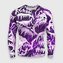 Мужской рашгард Белые клыки на розовом фоне