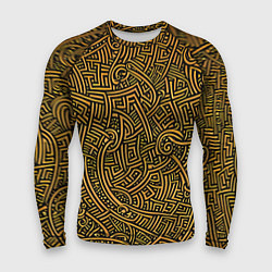 Рашгард мужской Золотые узоры на черном фоне, цвет: 3D-принт