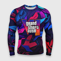 Мужской рашгард Gta лого камуфляж яркие листья