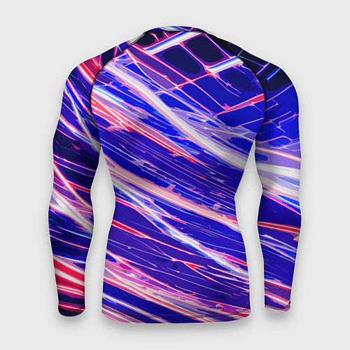 Мужской рашгард Белые и красные линии на синем фоне / 3D-принт – фото 2