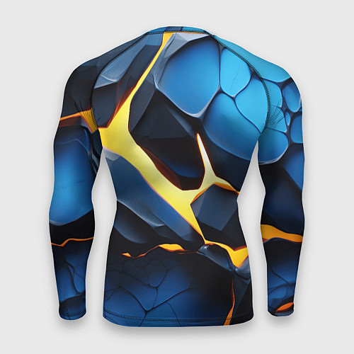 Мужской рашгард Желтая лава на синих плитах / 3D-принт – фото 2