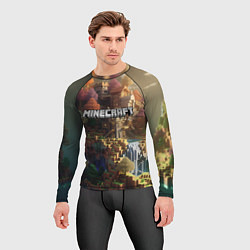 Рашгард мужской Minecraft logo горы и реки, цвет: 3D-принт — фото 2