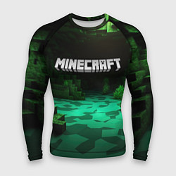 Рашгард мужской Minecraft logo зеленый яркий мир, цвет: 3D-принт
