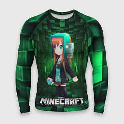 Рашгард мужской Minecraft девушка в зеленом мире, цвет: 3D-принт