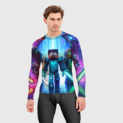 Рашгард мужской Майнкрафт и киберпанк - коллаба, цвет: 3D-принт — фото 2