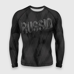 Рашгард мужской Russia темно серая надпись, цвет: 3D-принт