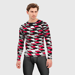 Рашгард мужской Красные четырёхугольники на белом фоне, цвет: 3D-принт — фото 2