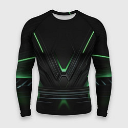 Мужской рашгард Футуристическая абстракция с зеленым неоновым свет