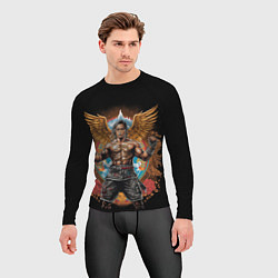 Рашгард мужской Муай-Тай боец с золотыми крыльями, цвет: 3D-принт — фото 2