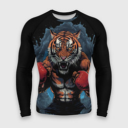 Рашгард мужской Муай - Тай тигр в стойке боевые искусства, цвет: 3D-принт
