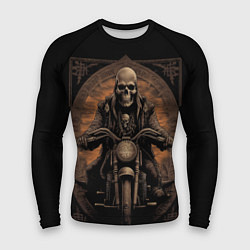 Мужской рашгард Старый скелет едет на старом мотоцикле