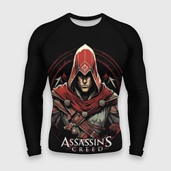 Мужской рашгард Assassins creed в красном капюшоне