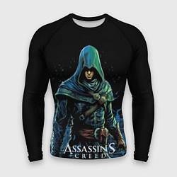 Мужской рашгард Assassins creed персонаж нарисован на черном