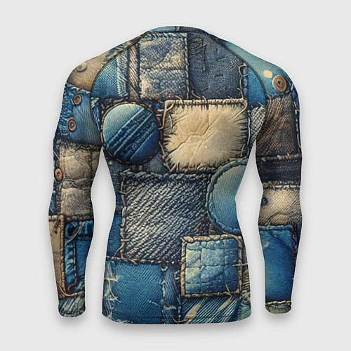 Мужской рашгард Denim patchwork - ai art / 3D-принт – фото 2