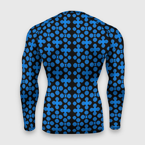 Мужской рашгард Синие четырёхлистники на чёрном фоне / 3D-принт – фото 2